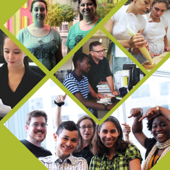 collage of happy students working